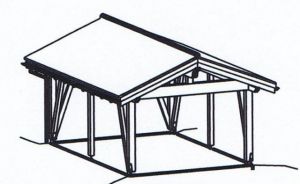 Couvert garage en bois 2 pans (croquis)