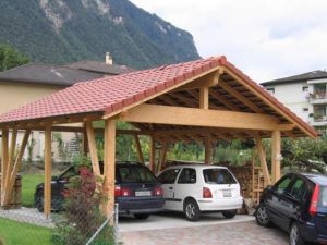Couvert garage en bois 2 pans (photo)